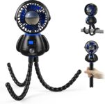 Koonie Astronaut Portable Fan, Baby-Safe Clip-on with Detachable Flexible Tripod, Rechargeable Battery-Operated, 3-Speeds, 270° Rotation – Ideal for Car Seats, Cribs, Treadmills, Travel