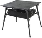 39″ Aluminum Folding Camp Roll Up Table w/Adjustable Height, Undertable Mesh Storage, Carry Bag