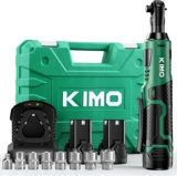 KIMO Cordless Electric Ratchet Wrench Set, 40Ft-lbs, 400RPM, 12V Cordless Ratchet Wrench 3/8″ w/7Sockets, 1/4″ Adapter, Infinitely Variable Speeds, Forward/Reverse Switch, 2×2.0 Battery & Fast Charger