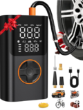 AIRSURE Tire Inflator Portable Air Compressor, Bike Pump with Gauge and USB Charging Output, 150PSI 
